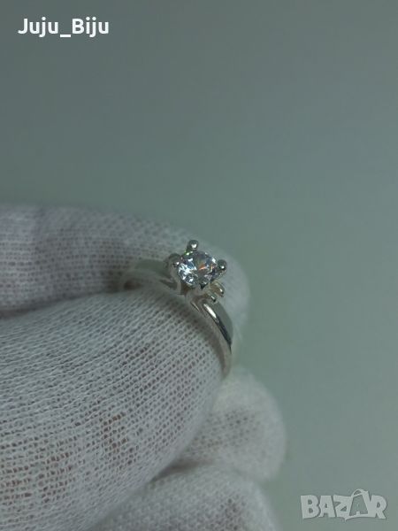 Нов сребърен пръстен с камък циркон, размер 51 - (вътрешен диаметър 16мм). , снимка 1