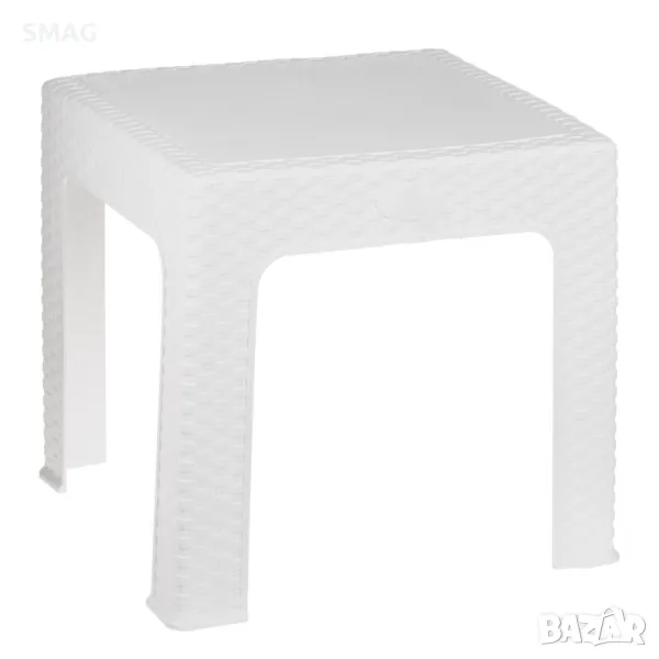 Помощна Маса за Тераса Пластмаса Бял Ратан 48x48x41см S_1247874, снимка 1