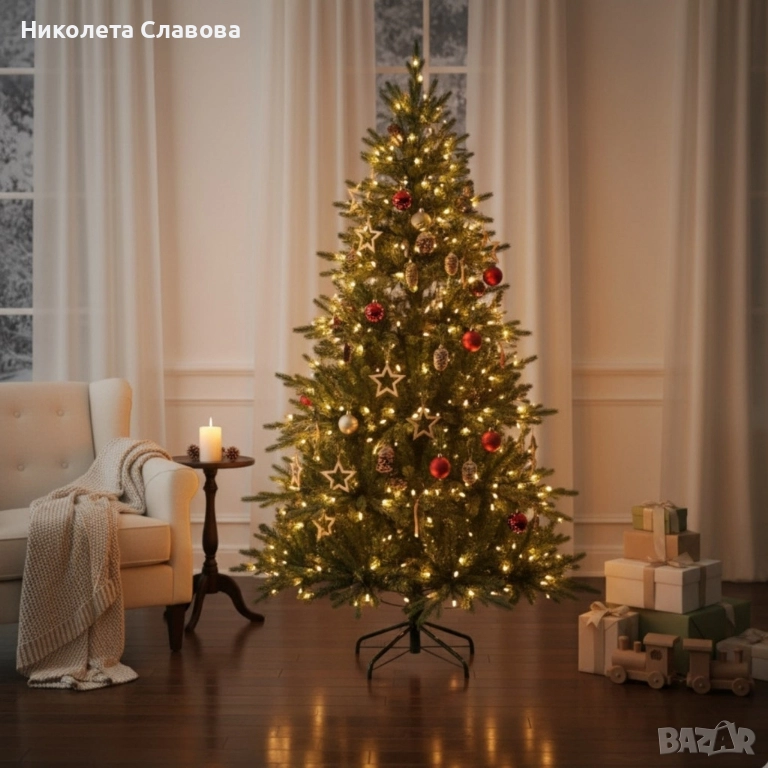 Красива коледна елха с естествено излъчване – празниците започват тук!. От 120 см. до 240 см., снимка 1