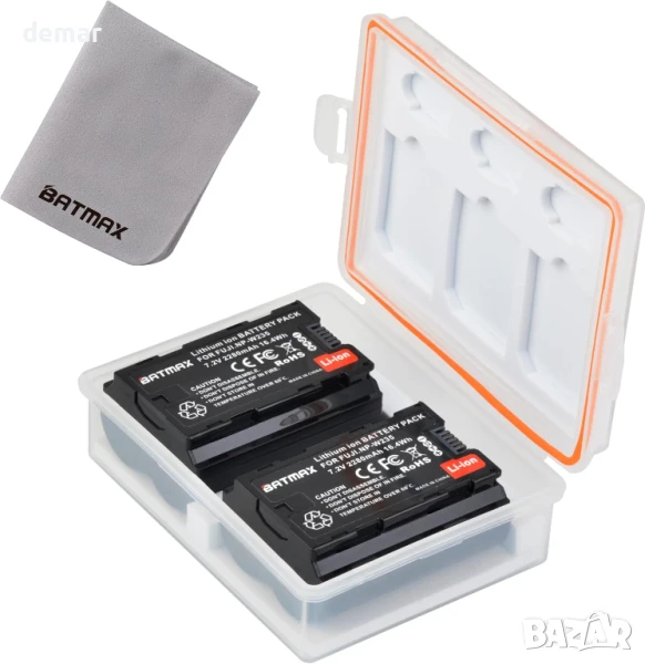Резервна батерия Batmax 2 бр. NP-W235 с калъф за съхранение за Fujifilm, снимка 1