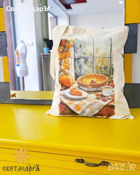 Текстилна торба в есенен принт, снимка 1