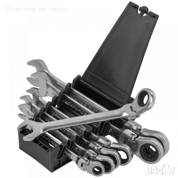 Комплект звездогаечни тресчотни ключове с чупещо рамо 7 части RockForce, снимка 1