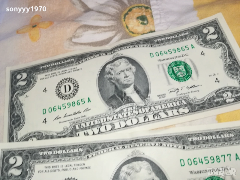 ДВА ЩАТСКИ ДОЛАРА-БАНКНОТА 1БР ЗА 25ЛВ 2608251728, снимка 1