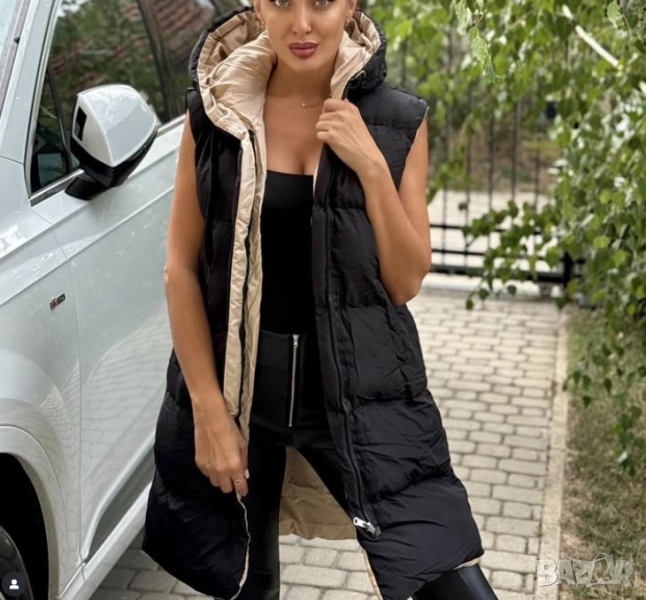 двулицев дамски дълъг елек, снимка 1