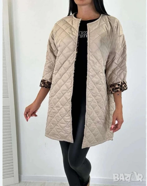 дълги дамски якета с леопардов акцент , снимка 1