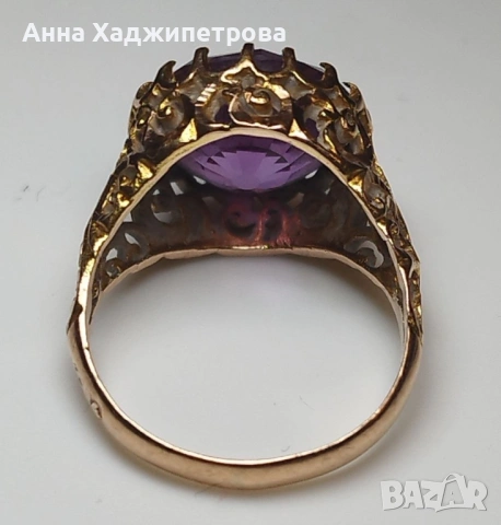 Златен пръстен с аметист