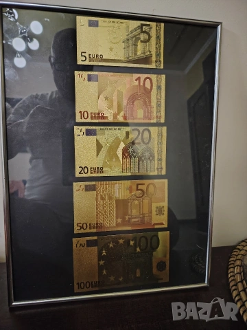 картина с позлатени евробанкноти, снимка 4 - Картини - 53472014