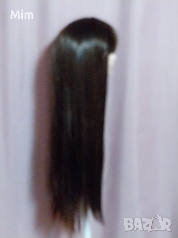 Дълга права перука в кестеняво с бретон, снимка 7 - Аксесоари за коса - 52518581