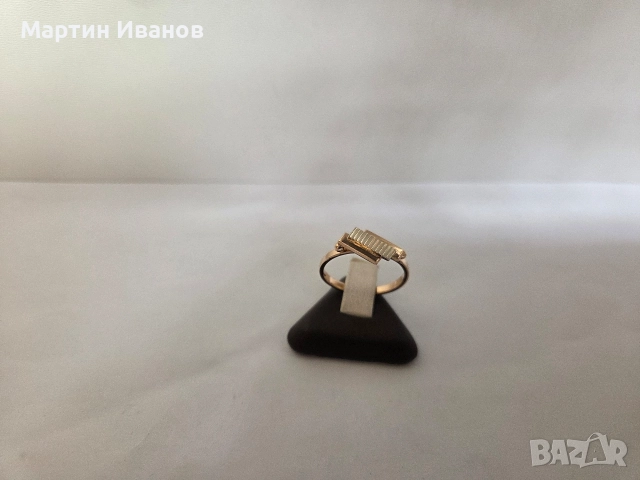 Златен руски пръстен бяло и жълто, снимка 2 - Пръстени - 52691677