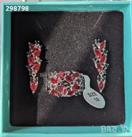 Сребърен пръстен от естествен Гранат и черен шпинел, снимка 5 - Пръстени - 52482701