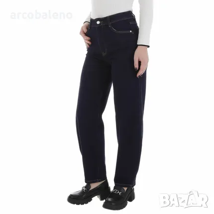 Дамски еластични дънки с висока талия в тъмносиньо, снимка 4 - Дънки - 50237255