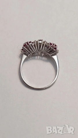 Златен пръстен с естествени рубини и брилянти, снимка 4 - Пръстени - 53177427