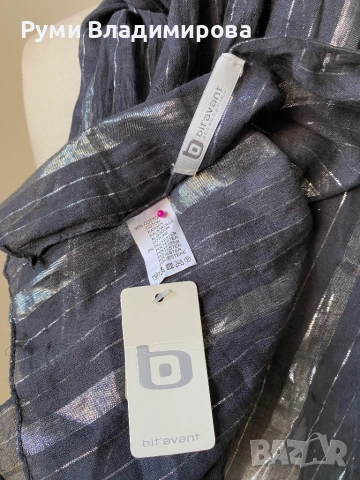 Черен, блестящ шал Bit'avant от 95 % памук, с етикет, снимка 5 - Шалове - 53081520