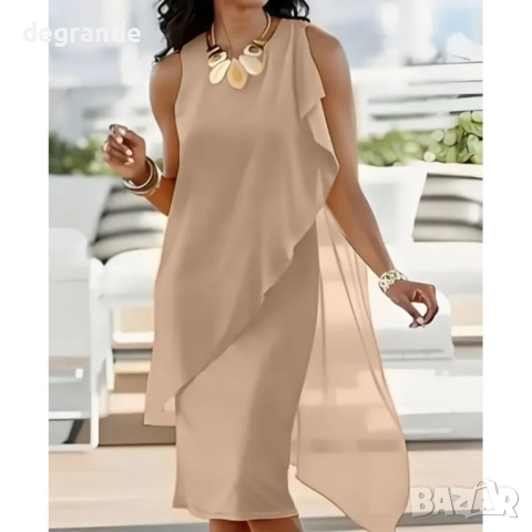 Официална рокля с шифон и основа от трикотажна материя