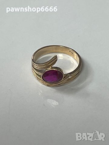 Златен пръстен 14 карата с Рубин, снимка 9 - Пръстени - 46384786