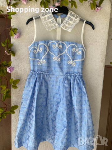 Кокетна рокля в небесно синьо, снимка 1 - Рокли - 44984846