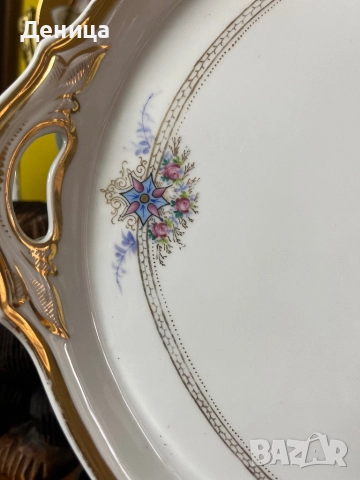 Елегантен овален поднос/  плато за сервиране Платото е с изящен златист кант , снимка 3 - Аксесоари за кухня - 52230780