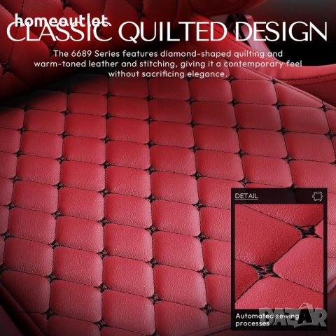 ПРОМОЦИЯ Премиум геймърски стол с винтидж дизайн DOWINX LS-6689-RED, снимка 5 - Столове - 52720856