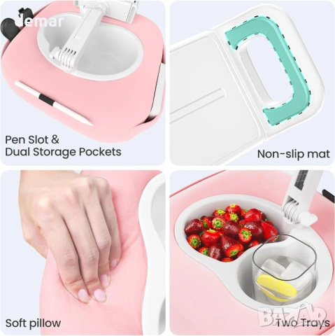 Поставка за таблет/телефон с възглавница, 2 купи, регулируема на 360°, 4.7''-13'', розова, снимка 5 - Селфи стикове, аксесоари - 54048679