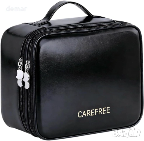 Голяма дамска чанта за гримове с 4 отделения за съхранение, регулируеми разделители