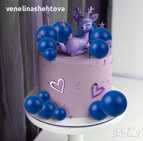 120 броя тъмно сини топчета топки на тел от стиропор за декорация на торта , снимка 5 - Други - 52701997