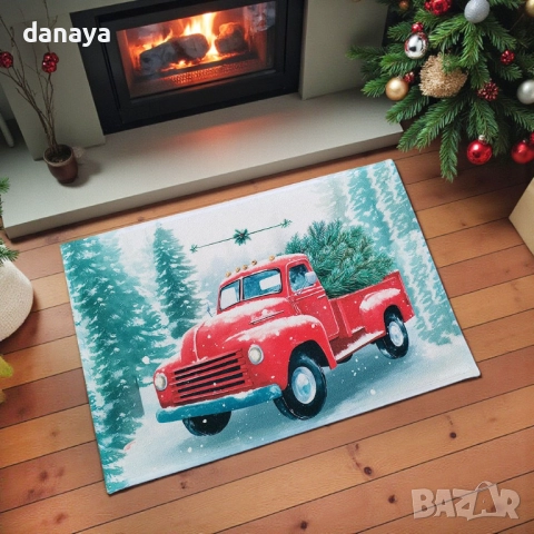 6131 Коледна постелка за врата с коледен камион или елха, 60x40 cm, снимка 2 - Други - 52411708