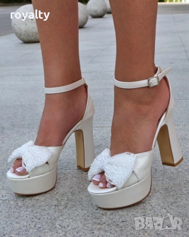Сандали на ток - бяла кожа, снимка 2 - Сандали - 52074120