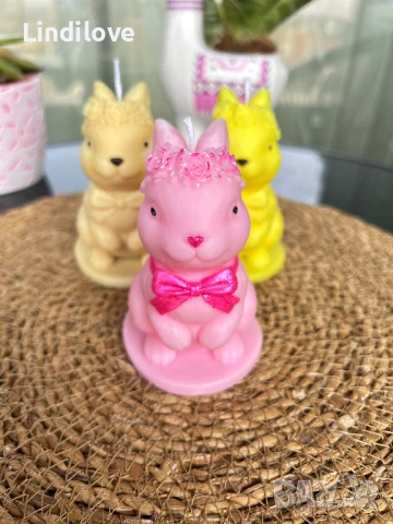 Соева свещ зайче ръчно направена ароматизирана, снимка 6 - Декорация за дома - 53898590