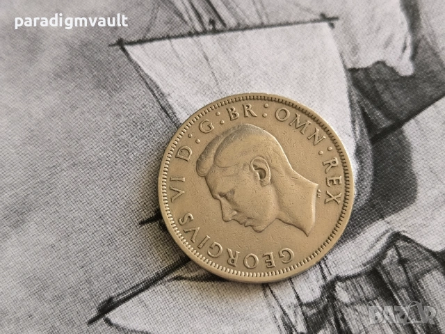 Монета - Великобритания - 1/2 (половин) крона | 1949г., снимка 2 - Нумизматика и бонистика - 54240770