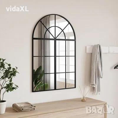 vidaXL Стенно огледало, черно, 60x90 см, арка, желязо（SKU:3200605）, снимка 3 - Огледала - 48907030