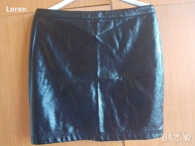 Ново!*Amisu*Пола мачкана кожа лак, снимка 3 - Поли - 52509292