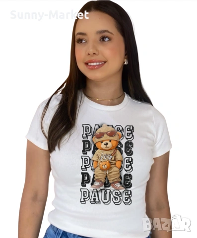 Дамски тениски PAUSE , тениска с къс ръкав , бяла тениска , t shirt pause , XS-3XL