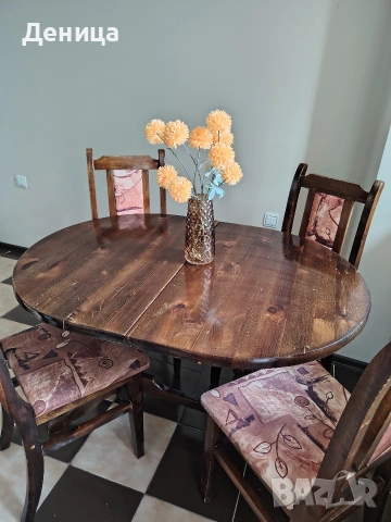 Разтегателна трапезна маса от масив, снимка 4 - Маси - 53675947