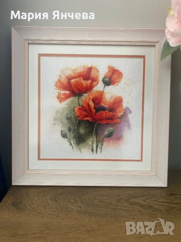 Гоблен ,,Макове”, снимка 2 - Други ценни предмети - 54254786