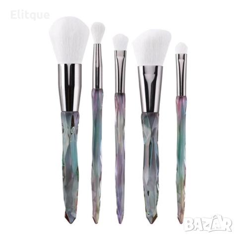 Сет от 5 броя четки за грим с диамантени дръжки HZS52, снимка 11 - Други - 52830518