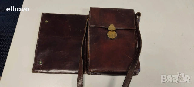 Кожена чанта, снимка 3 - Антикварни и старинни предмети - 53353408