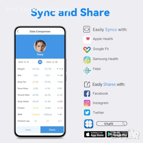 Нов Смарт кантар за баня 0.05 кг точност – 182 кг, анализ на тяло, приложение, снимка 7 - Други стоки за дома - 53665797
