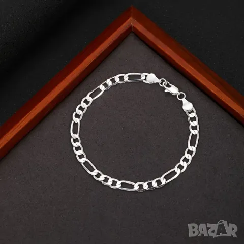 Сребърно синджирче и верижка Фигаро, снимка 7 - Колиета, медальони, синджири - 49744899