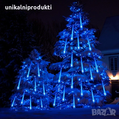 соларни коледни лампички падащ сняг 3м х 30см снежно синя светлина LED , снимка 4 - Лед осветление - 52240479