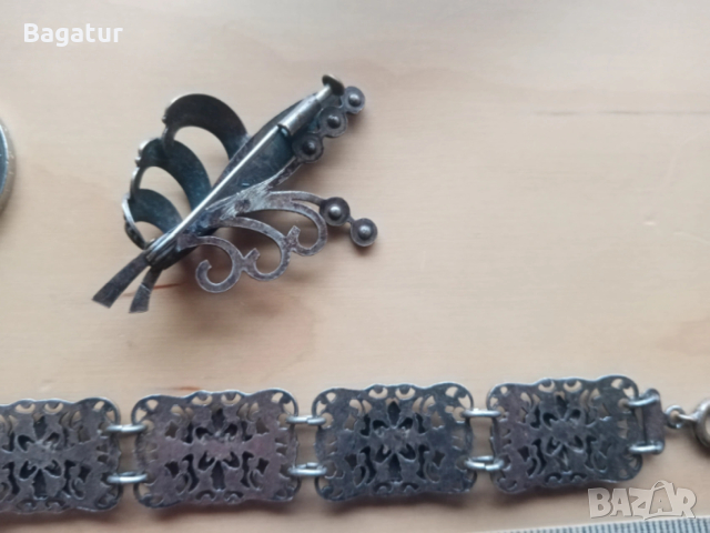 Арт нуво филигран лот,гривна,брошка,гранулация,бабин чеиз,накит,бижута,, снимка 4 - Антикварни и старинни предмети - 53485527