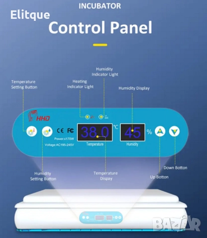 Инкубатор за 120 яйца с микрокомпютър и автоматичен контролер H-120, снимка 2 - Друга електроника - 52716545