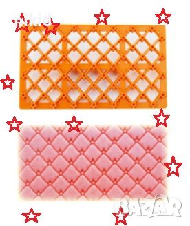 Мрежа квадрати със звезди решетка ограда за украса и декор на торта фондан борд, снимка 1 - Форми - 46281761