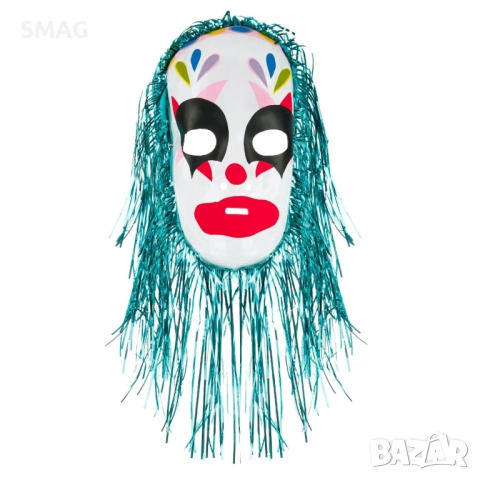 Хелоуин / Halloween карнавална маска пластмасова с коса металик_1030422, снимка 3 - Други - 52139531