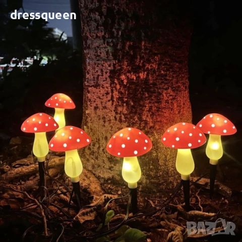 4494 Декоративен комплект „Вълшебни гъбки“ – 8 броя соларни LED лампи за градина