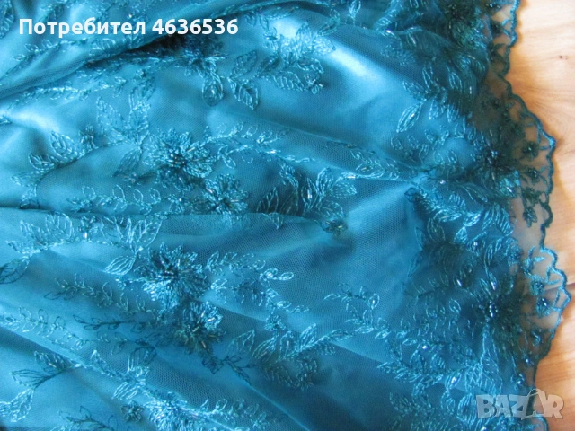 Дамска дантелена рокля с болеро , петролено зелено, снимка 3 - Рокли - 53438189