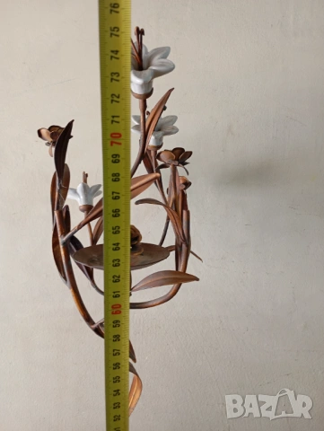 Паркетен флорален свещник, снимка 4 - Други ценни предмети - 53745852