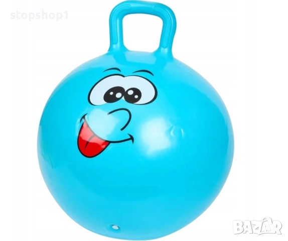 Надуваема топка + дръжка за деца, голяма, 45 см, синя, снимка 2 - Надуваеми играчки - 53327138