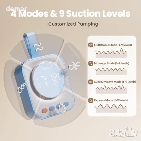 Електрическа двойна помпа за кърма NCVI, 4 режима и 9 нива, снимка 4 - Помпи за кърма - 54015770