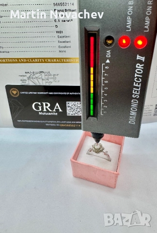 Сребърен пръстен с мойсанит (Диамант) 0.5 карата, снимка 11 - Пръстени - 52370503