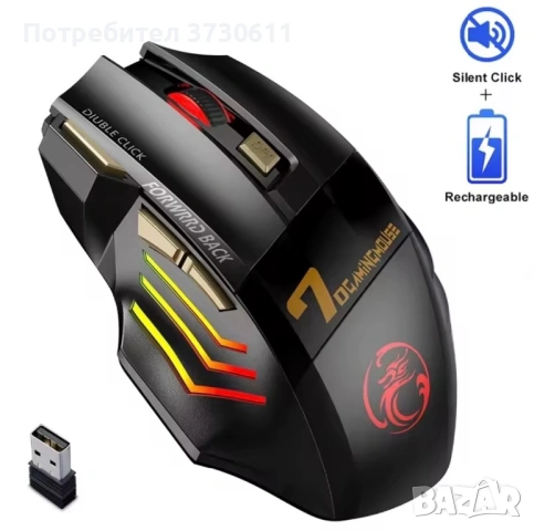 Геймърска, безшумна и безжична мишка